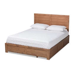 Baxton Studio Lisa Modern and Contemporary Transitional Ash Walnut Brown Finished Wood Full Size 3-Drawer Platform Storage Bed